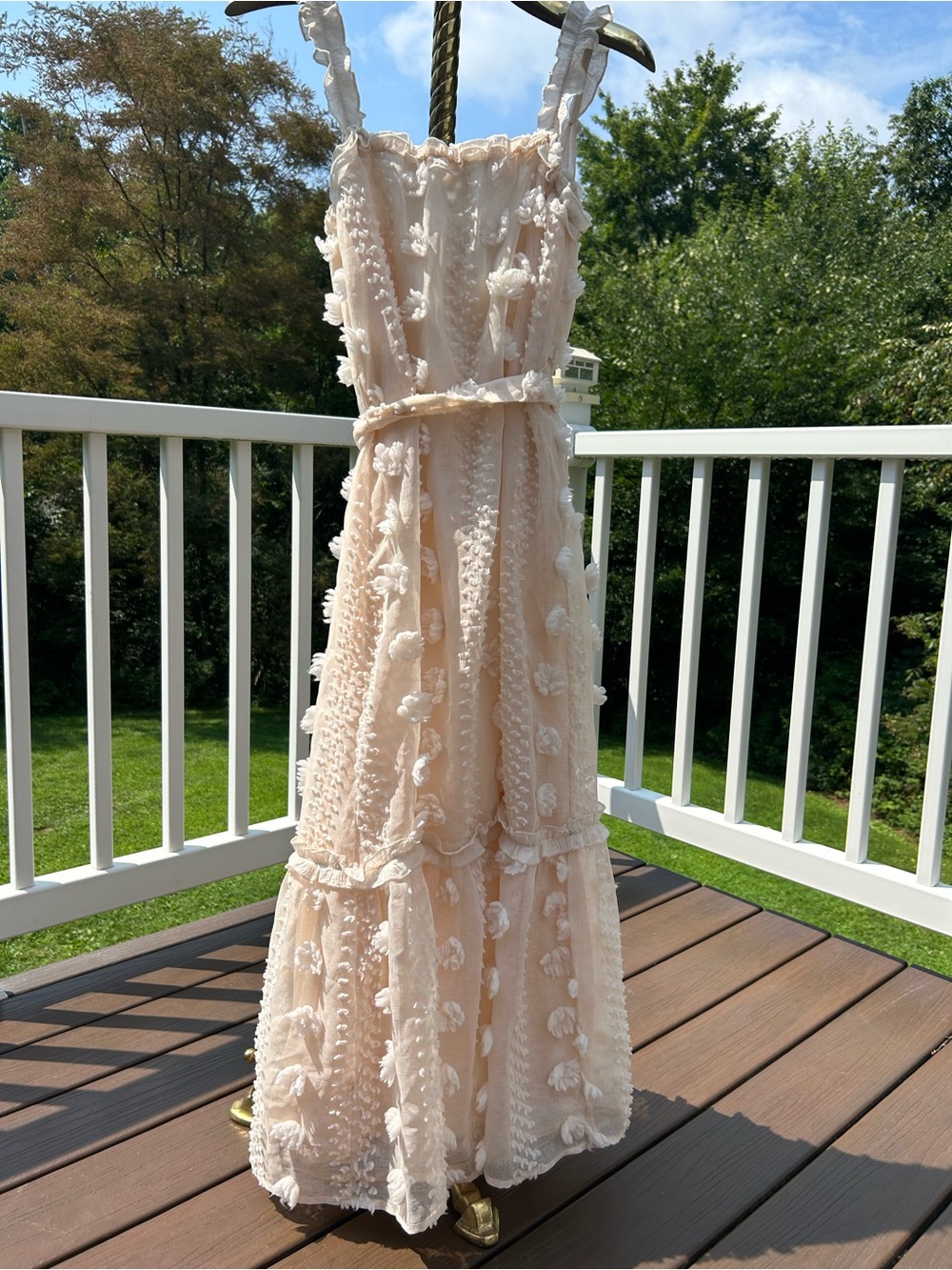 Cream Textured Tiered Maxi Dress